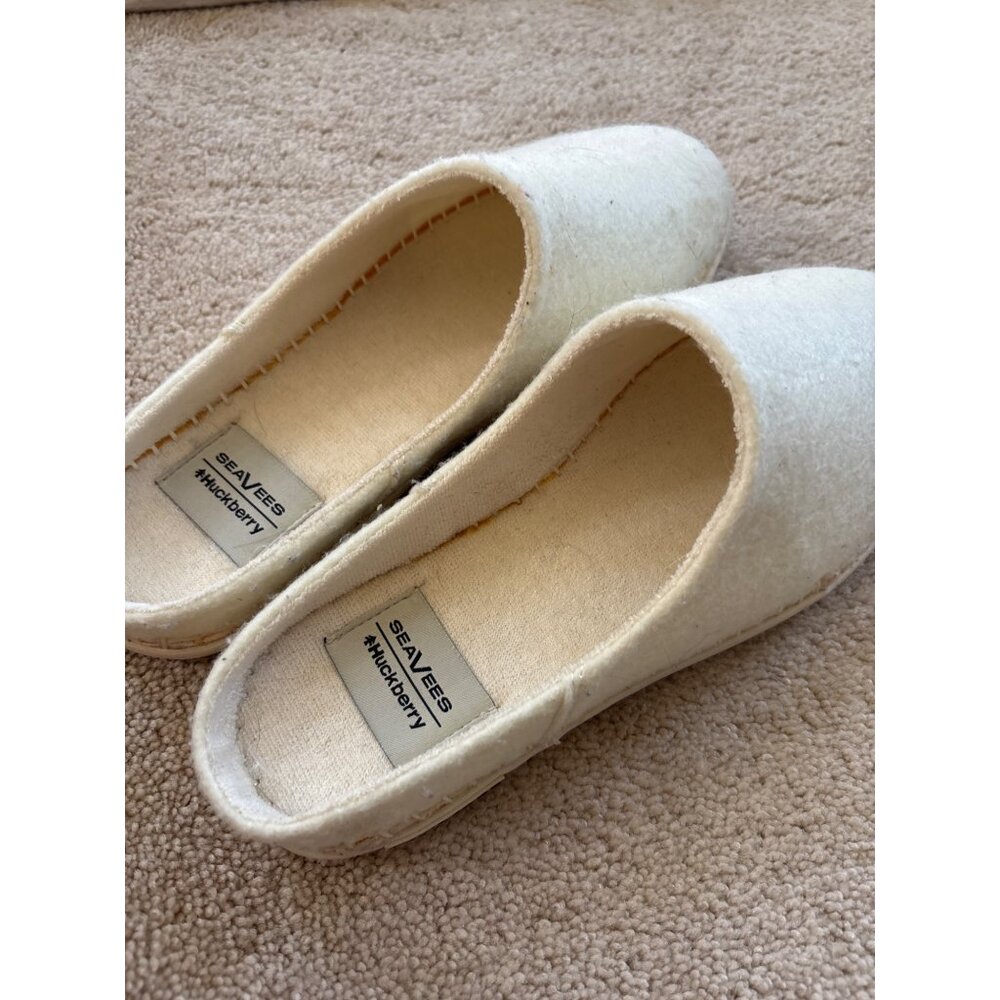 SeaVees + Huckberry Womens Wool Slippers Size 7 White Cozy Indoor Footwear - Picture 4 of 11